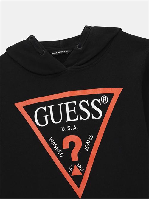 Felpa con cappuccio logo triangolo GUESS | L92Q09KAUG0/JBLK